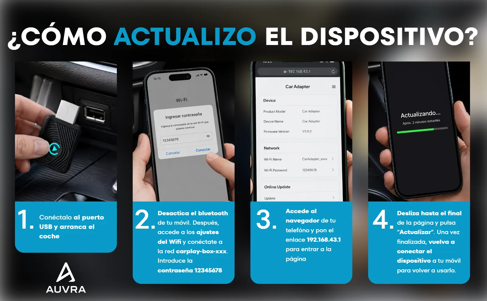 A+ — cómo actualizar el dispositivo — proyecto Auvra