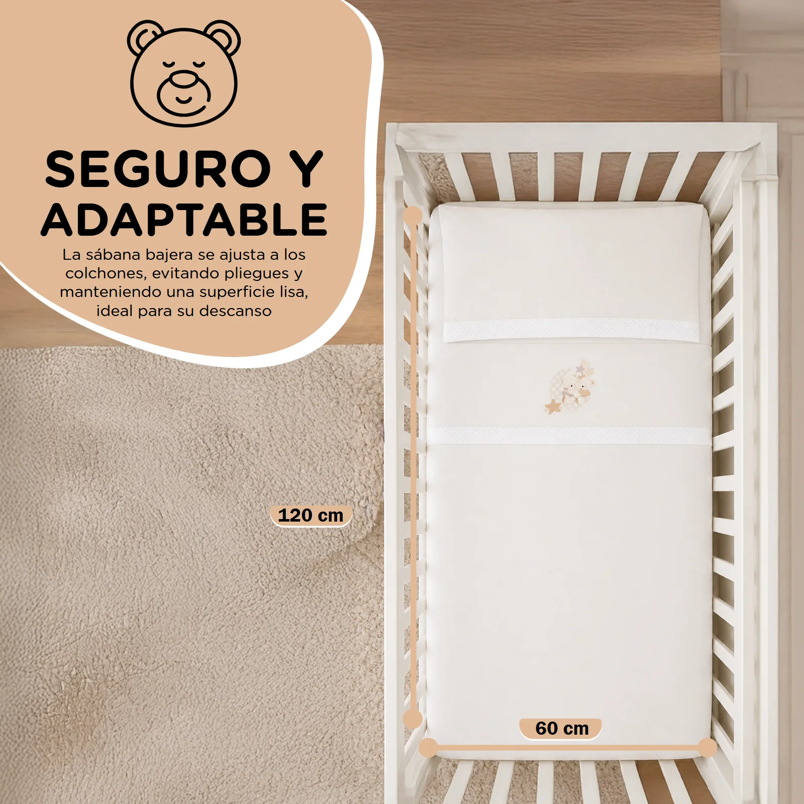 Listado — sábana bajera ajustable de 120 × 60 cm — proyecto mibebéstore