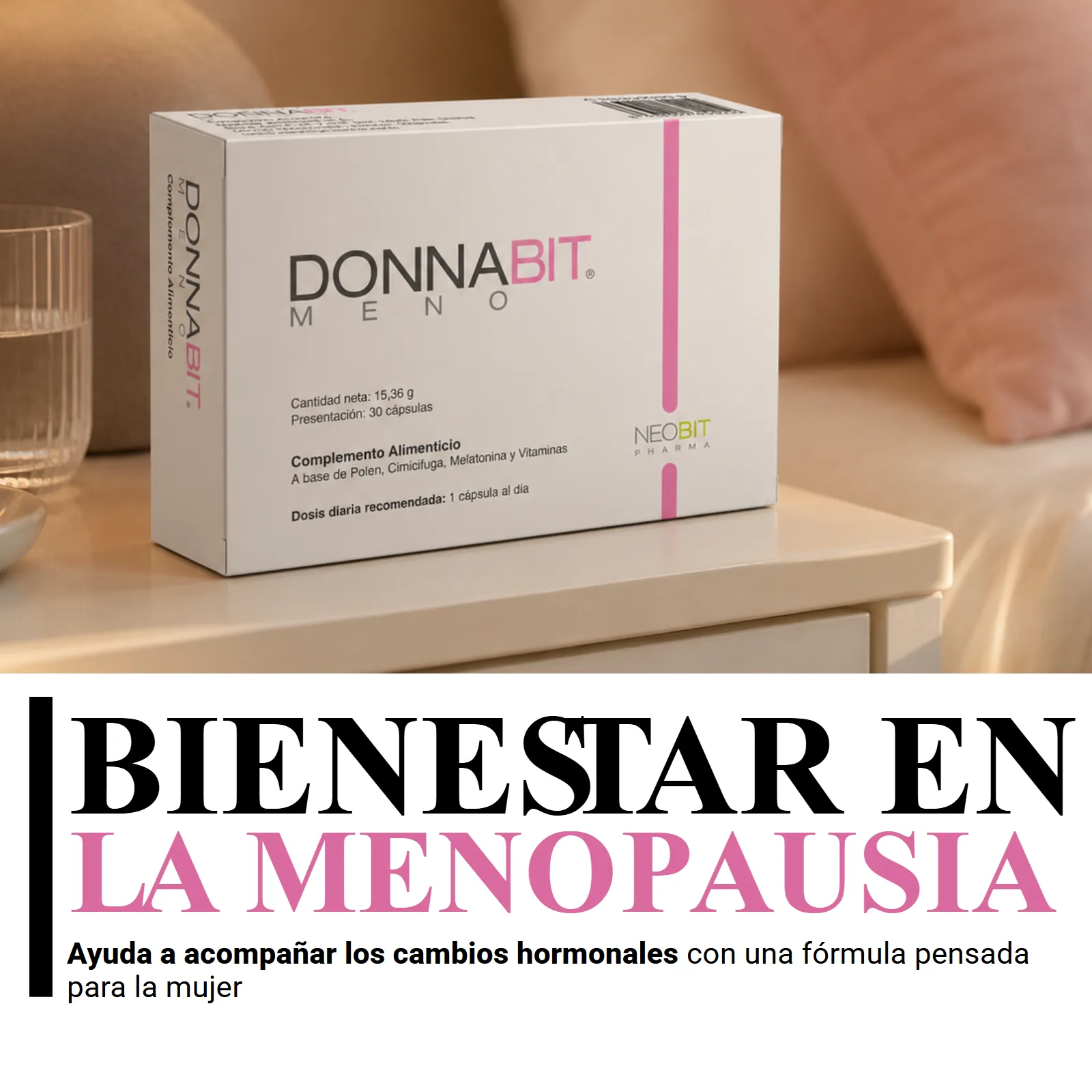 Listado principal de Donnabit Meno, el complemento para la menopausia de Neobit Pharma