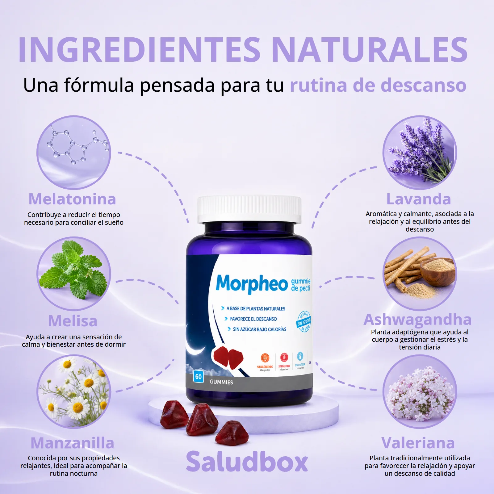 Listado — los seis activos de la fórmula — proyecto Saludbox