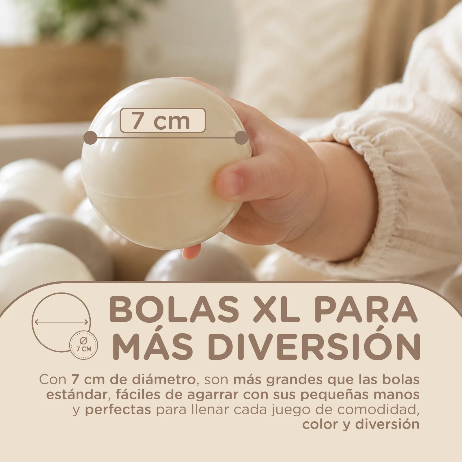 Listado — bolas XL de 7 cm — proyecto Ubaby