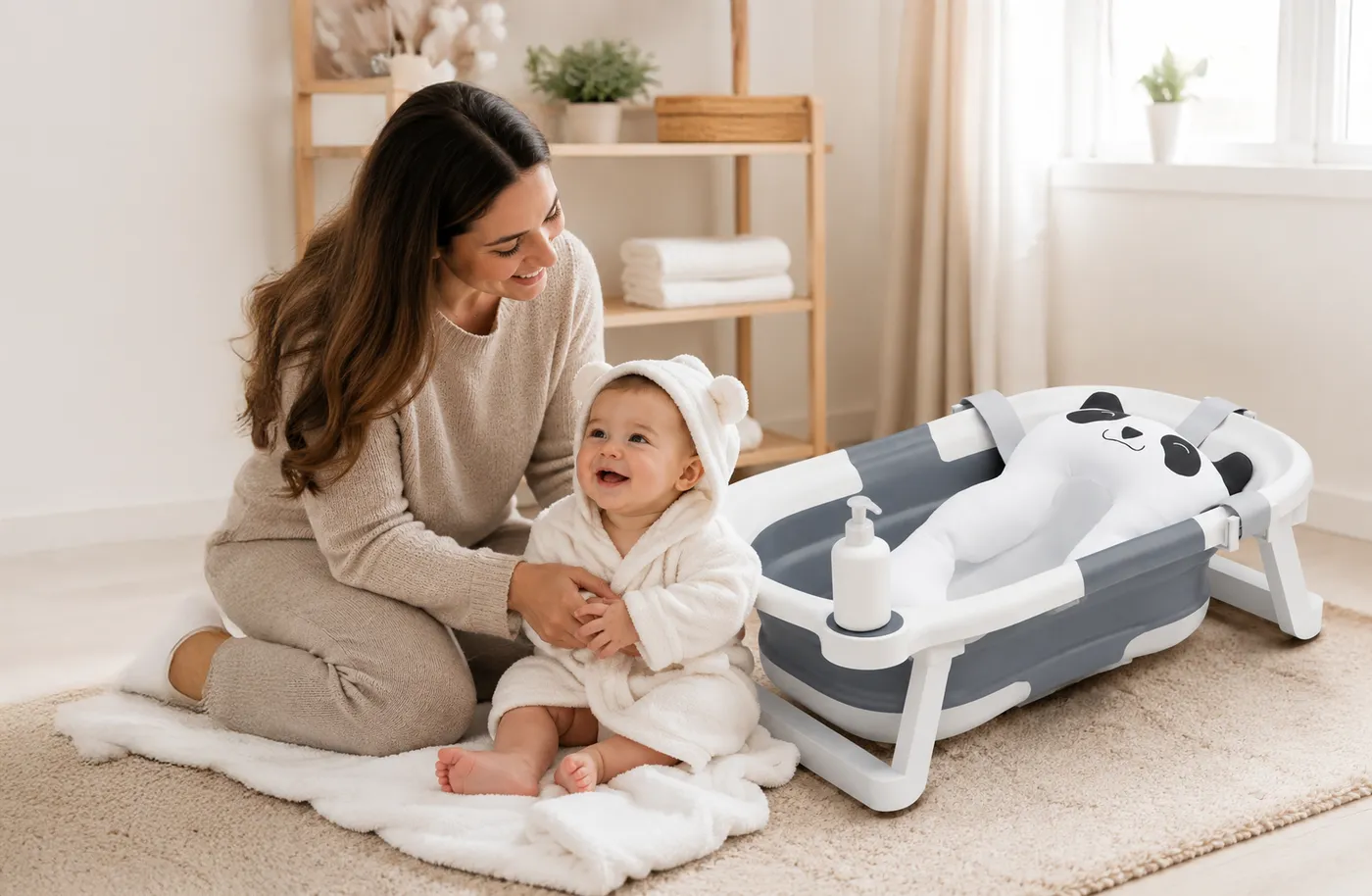 Bañera plegable — imagen lifestyle — proyecto Valbaby