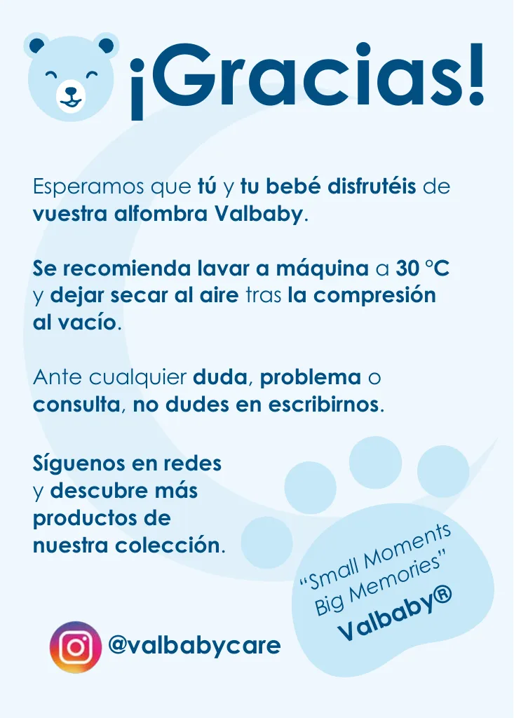 Carta de agradecimiento — diseño y redacción en 5 idiomas — proyecto Valbaby